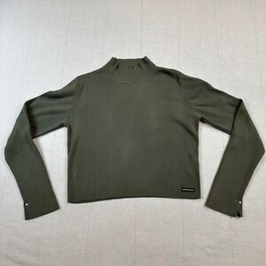 Calvin Klein Jeans | Ribbed Mock Neck Top Olive Green | Women's Large